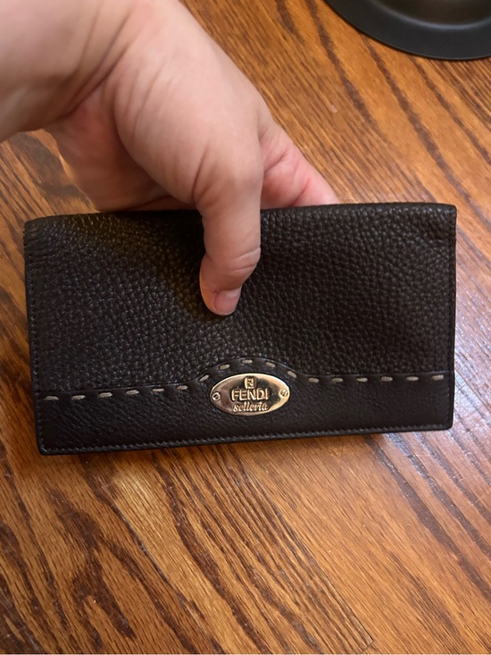 Fendi Other - Authentic Fendi Selleria Black Pebbled Leather Checkbook Wallet Long Bifold COA